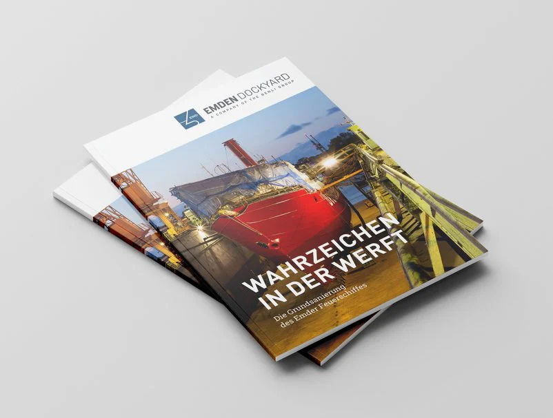 Mockup: Magazin „Wahrzeichen in der Werft“ – Titel